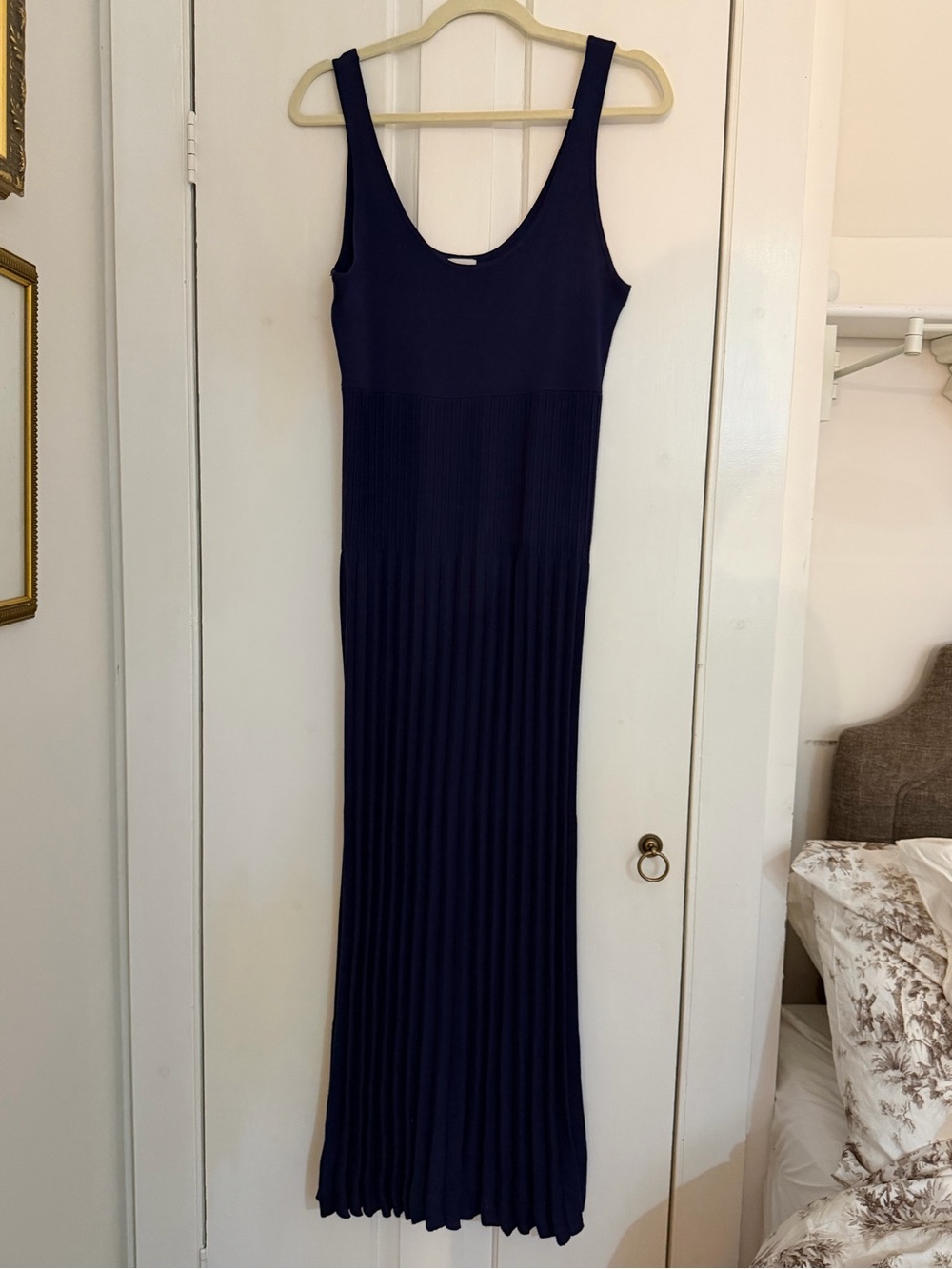 Pleated Knitted Maxi Dress Blue